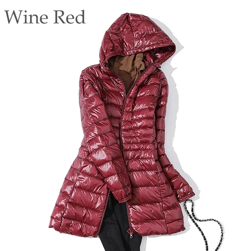Winter Packable Ultralight Long Down Hooded Women Jacket Puffer Parka Coats - Picture 17 of 36