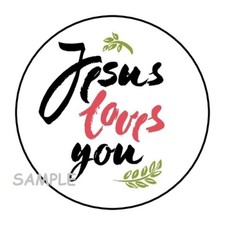 30 JESUS LOVES YOU ENVELOPE SEALS LABELS STICKERS 1.5" ROUND RELIGIOUS GIFTS