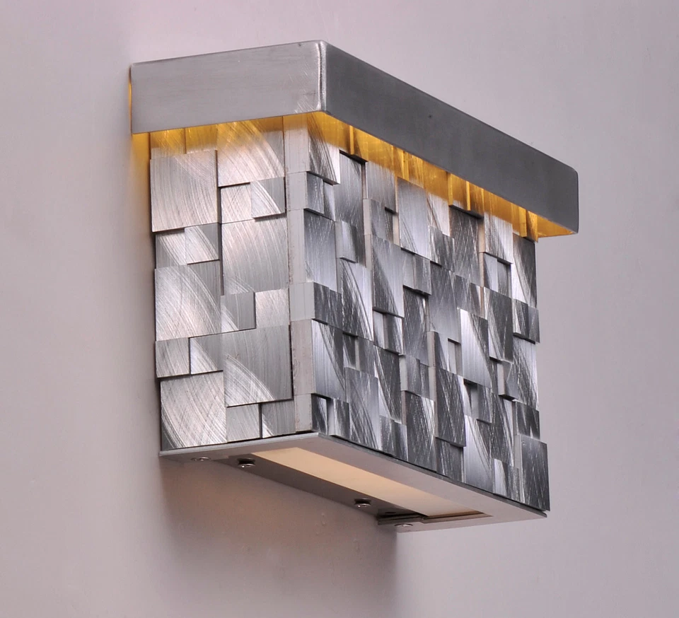 Maxim 88285AL Aplique de Pared LED Mosaico, Acabado Aluminio Cepillado, Vidrio, PCB LED Bu Foto 2 de 4