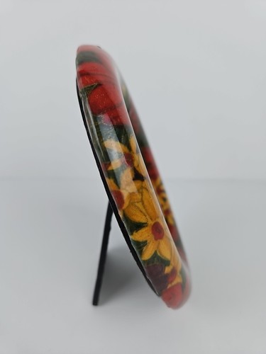 Vintage Patricia Reach floral photo frame, oval Cottage Core 4x5.25 Easel Granny - Picture 4 of 9