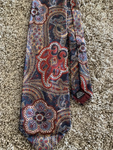 VINTAGE Christian Dior Tie Red Blue Paisley Made in USA Monsieur 3.75" - Picture 3 of 6