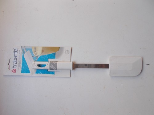Brabantia großer Schüsselschaber / Spatel Metallstiel / Gummischaber: weißer Griff