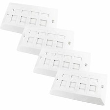 RJ45 Face Plate Wall Socket Cat5e Ethernet Double Gang 4 Port with Keystones 4PK