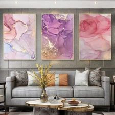 Set of 3 Marble Abstract Canvas Print 30x40cm 12x16inch UNFRAMED