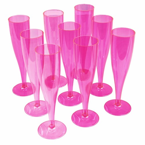 20 x Pink Champagne Flutes 175ml Prosecco Glasses Disposable Strong