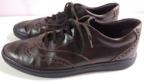 Tods Shoes Mens Dark Brown Leather Lace Up Sneaker Size 9 - Picture 3 of 11