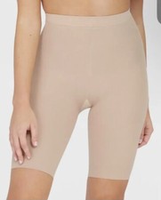 Assets Spanx Womens High Waist Shaping Shorts Mid Thigh Shaper Beige Sz S