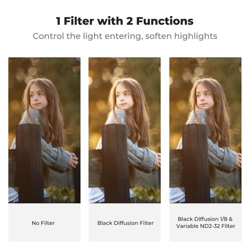 K&F Concept Lens Filter Black Mist 1/8 & Variable ND2-32 Neutral Density Filter - Picture 32 of 70