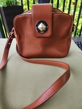 Kate Spade ISLA Cognac Leather Crossbody with Gold Turn Lock Accent 8" X 6" X 3"