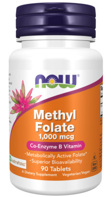 NOW Foods Methyl Folate 1,000 mcg 90 Tablets Co-Enzyme B 01/28EXP