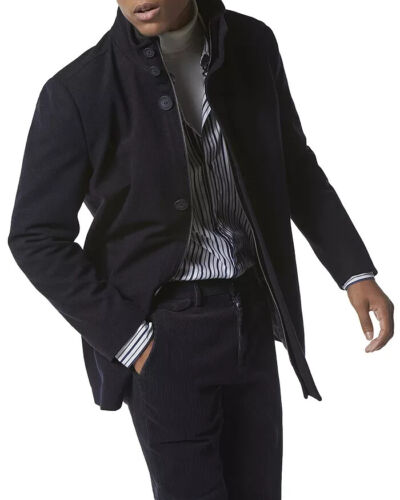 Andrew Marc Men's Heather Blue Dorsey Melton Car Coat Medium yde1523 - Picture 2 of 4