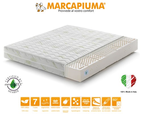 MATERASSO PIAZZA E MEZZA 120X190 cm SEVENLIFE 18 100% LATTICE ALOE Marcapiuma - Imagen 2 de 6