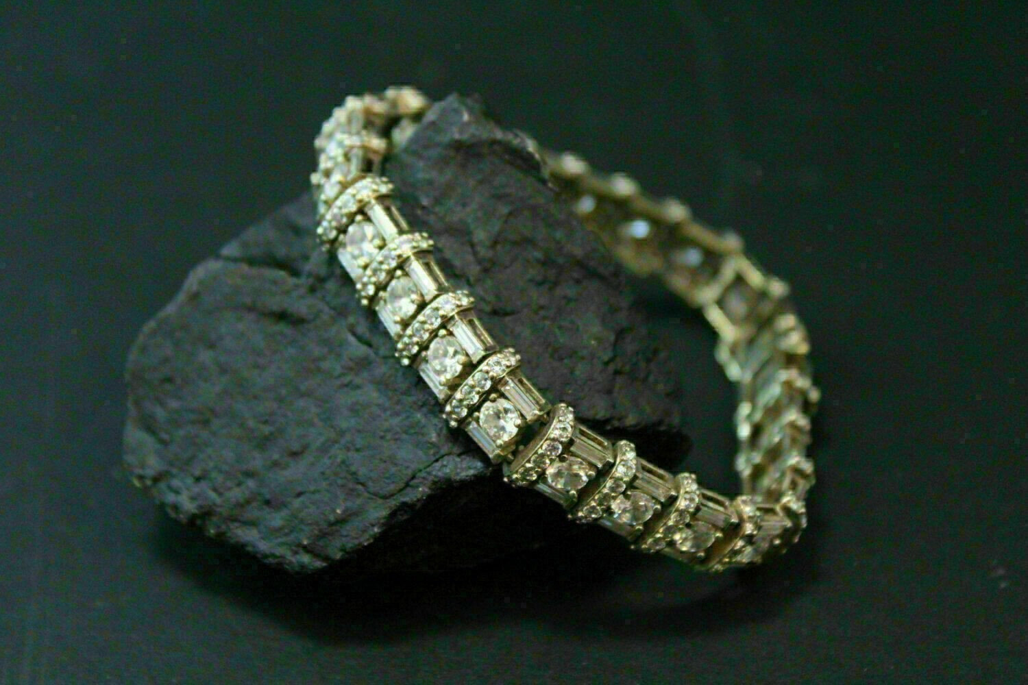 10Ct Round Cut Lab Created Diamond Men's Tennis Bracelet 14K Yellow