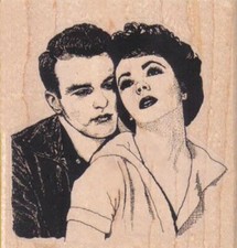 Mounted Rubber Stamp, Young Lovers, Couple, Lovers, Love, Embracing Couple