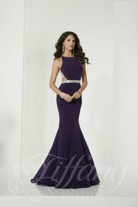 TIFFANY-46117-AUBERGINE-JERSEY-GOWN-MERMAID-RACER-BACK-PAGEANT-PROM-SIZE-2