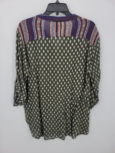 Angie Top Womens Small Colorful Boho Mixed Print Popover Festival Artsy Blouse - Picture 2 of 8