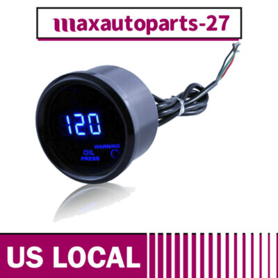 #ad Universal 2quot; Digital Blue LED Oil Pressure Gauge 0 120PSI w Oil Pressure Sensor $20.76