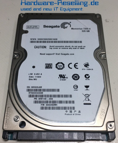 Seagate HP Momentus 320GB SATA 2,5" 7200RPM 3Gbps 16MB ST9320423AS 9HV14E-300