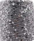 50 yards Sequin yarn 6mm, Cotton Trimming String, Round 6mm Sequins Silver