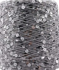 US Store NO tariff 50 yards Sequin yarn 6mm, Cotton Trimming Silver