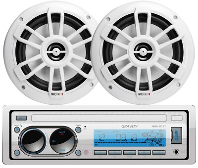 Gravity Marine Boat AM FM Media Receiver + 2x MB Quart NF1-116 6.5'' Speakers 