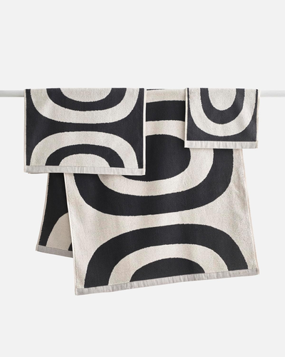 Melooni Terry Cotton Guest Towel (Charcoal) – Natural Forms Patterned Guest - Picture 4 of 12