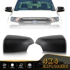 Pair Door Wing Mirror Cover Caps Matte Black for Ford Ranger 2012-2022 Wildtrak