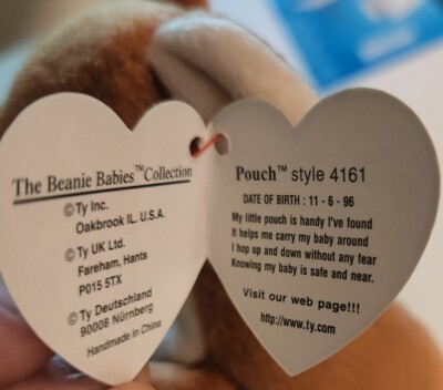 Pouch the Kangaroo Rare TY Beanie Baby Style #4161 Mint Condition w/Tag Errors