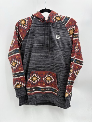 Hooey Damen Azteken grau Western Print Pullover Hoodie Sweatshirt Small