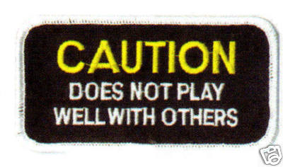 "Does Not Play Well With Others" Embroidered Patch – PT224, New Without Tags
