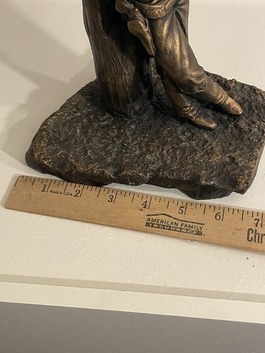 Western Cowboy Leaning Outlaw Figurine Statue Bronze Look Resin 10” Tall Signed - Picture 8 of 12