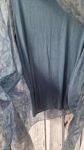 Blusa blusa blu misto seta scollo a V float stile taglia unica. Spiaggia matrimonio estate - Foto 6 di 8