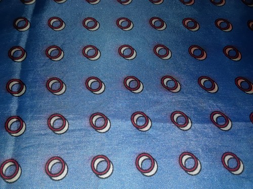 Blue Red Circles Polka Dots 100% Silk Pocket Square 18" READ - Picture 2 of 5