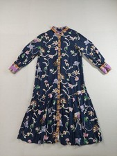 Loft Women Maxi Dress  14 Multicolor Floral Pleated 3/4 Sleeve Button Up Peasant