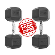 CAP Barbell Rubber 50 Lb Pair Set of 2 Coated Hex Dumbbells Weights 100 Pounds