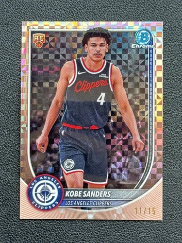 2025-26 Topps Bowman Chrome Rookie 11/15 Rose Gold X-Fractor Kobe Sanders RC