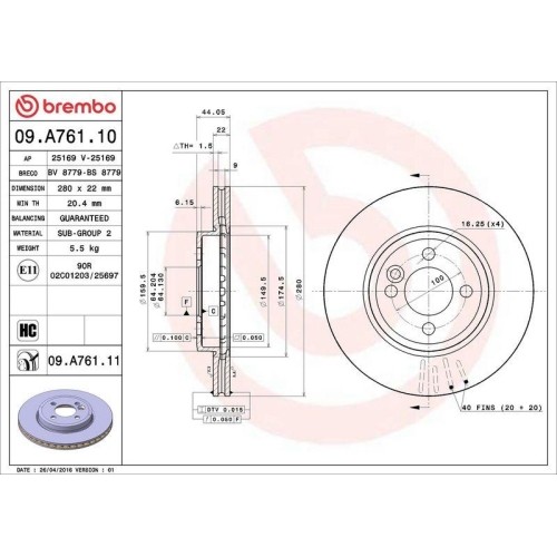 2X Brembo Bremsscheibe Vorderachse Prime Line - Uv Coated FüR Mini-image
