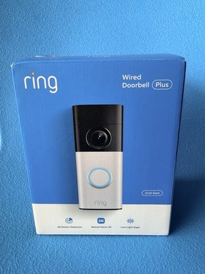 Ring Wired Doorbell Plus 2nd Gen 3D Motion Detection Retinal Vision 2K Silver B 