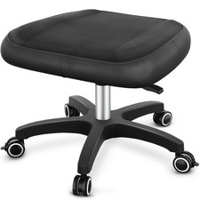 Multi-Use Footrest Stool Adjustable Height with 360° Rolling Lockable Wheels,...