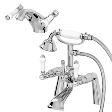 Traditional Bathroom Mono Basin Mixer Tap & Bath Shower Mixer Tap Set Chrome