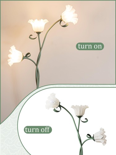 Lámpara de Pie Flor,Lámparas Florales Vintage 3 Cabezas,3 Modos de Color LED Luz de Pie... - Imagen 8 de 8