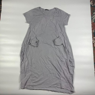 Womens Tunic Dress Gray Heathered Stretch Short Sleeve Round Neck Medium