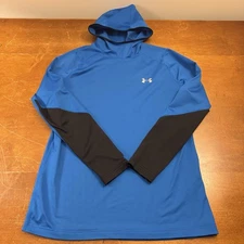 Under Armour Hoodie Mens Large Blue Pullover Cold Gear Fitted Performance Logo
