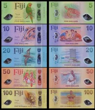 Fiji 5-10-20-50-100 Dollars, 2026, Polymer Full Set, Matching Serial Number AUNC