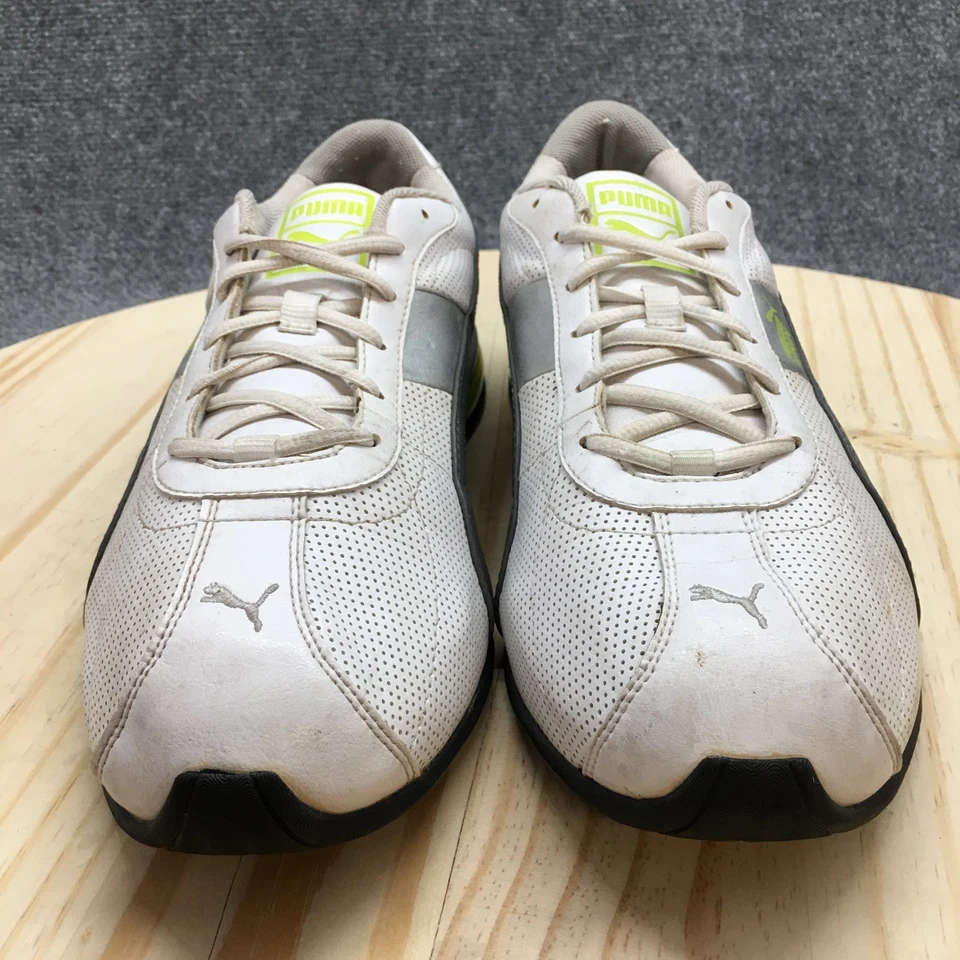 Puma Zapatos Para Hombres 11 Turín Tenis Atléticos Bajos Blanco Gris Imitación Cuero Con Cordones Foto 4 de 4