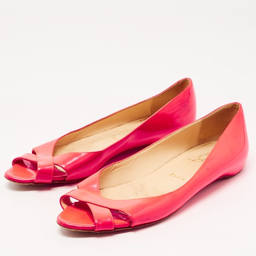 Christian Louboutin Neon Pink Leather Croisette Flats Size 38.5 - Picture 2 of 10