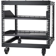 SKYSHALO 23 in. Open Frame Server Rack Steel Shelving Unit w/ Adjustable Depth