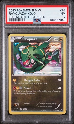 2013 POKEMON BLACK & WHITE LEGEND TREASURES #93 RAYQUAZA-HOLO PSA 7