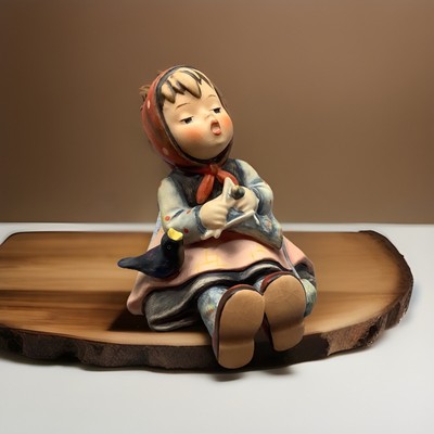 Vintage Goebel Hummel- Girl Sitting With Birds #69 -Small Porcelain Figurine