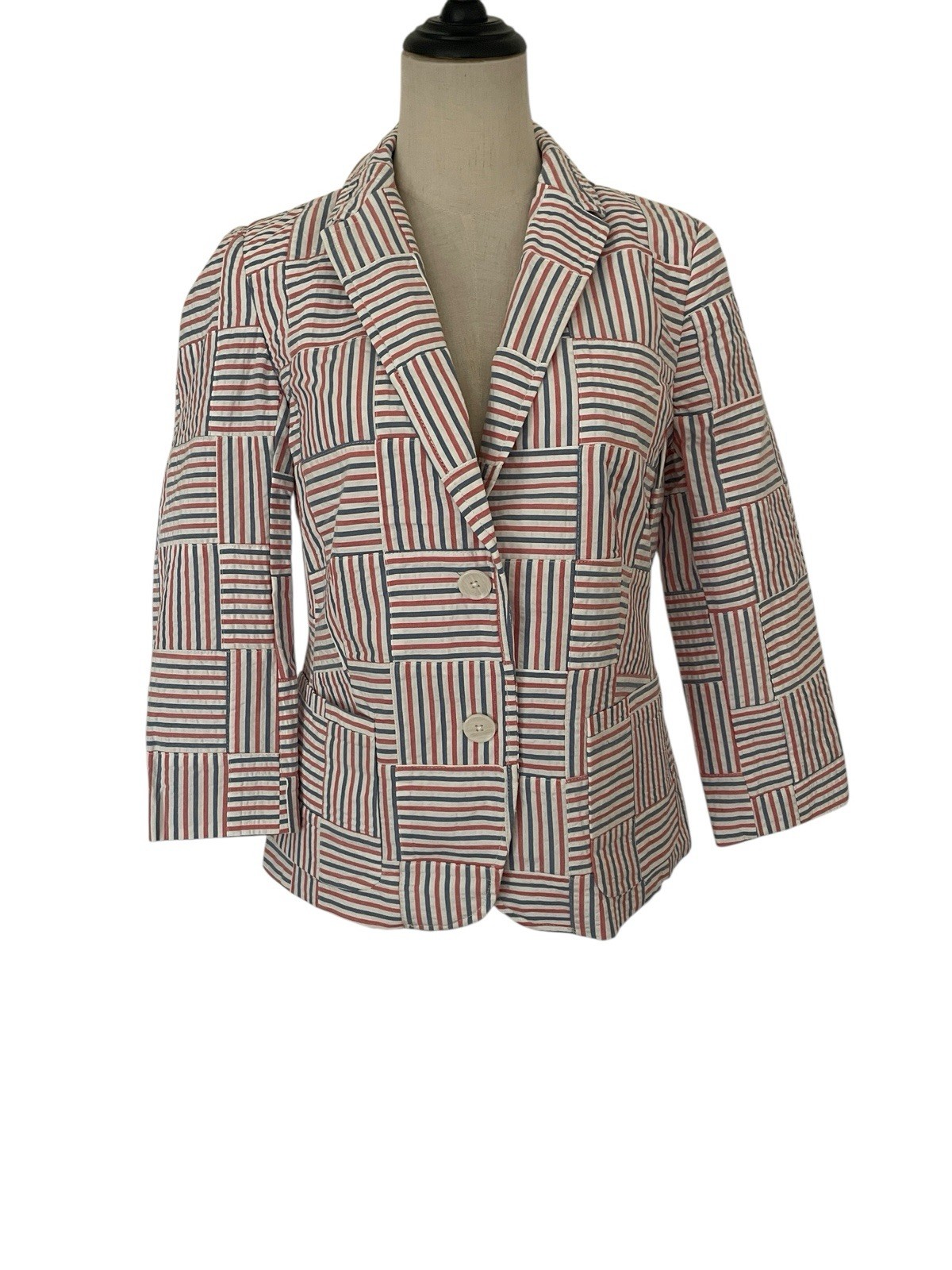 Talbots Petite 12p Quilted Patchwork Jacket Red W… - image 1